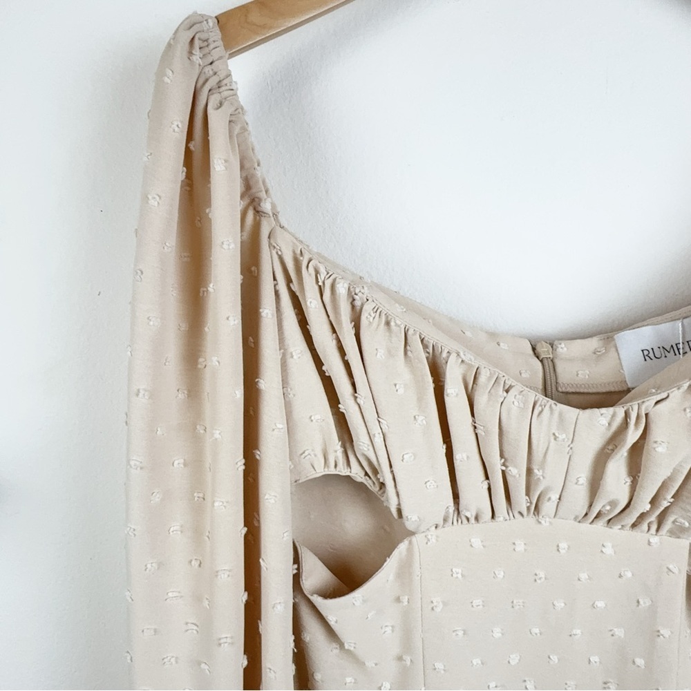 NWT Rumer Delilah Long Sleeve Cut Out Mini Dress in Nude Size Small - Picture 4 of 7